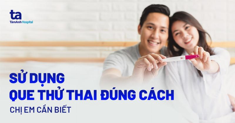 Hình ảnh que thử thai hiển thị kết quả dương tính sau khi sử dụng